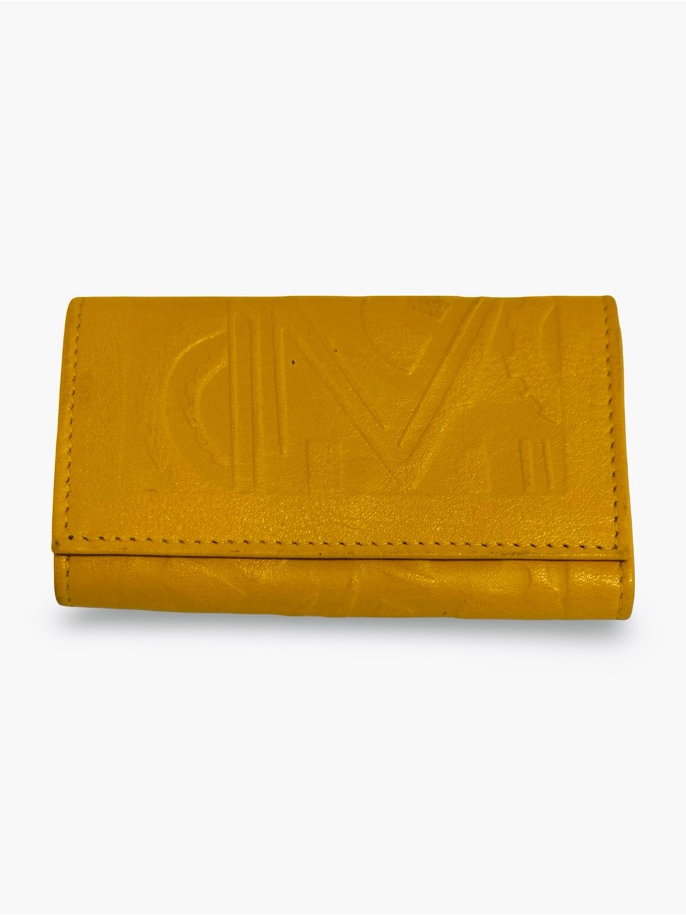Tilley Canada Mustard Yellow Embossed Leather Key & Card Holder
